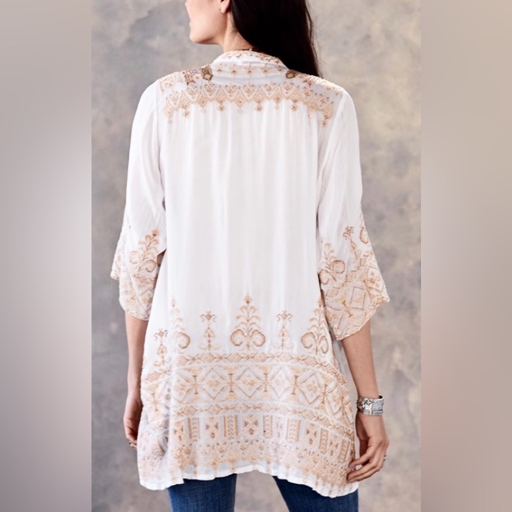 NWT Johnny Was Helena Embroidered Kimono Beach & Pool Coverup Cool Cupra M - Picture 5 of 9